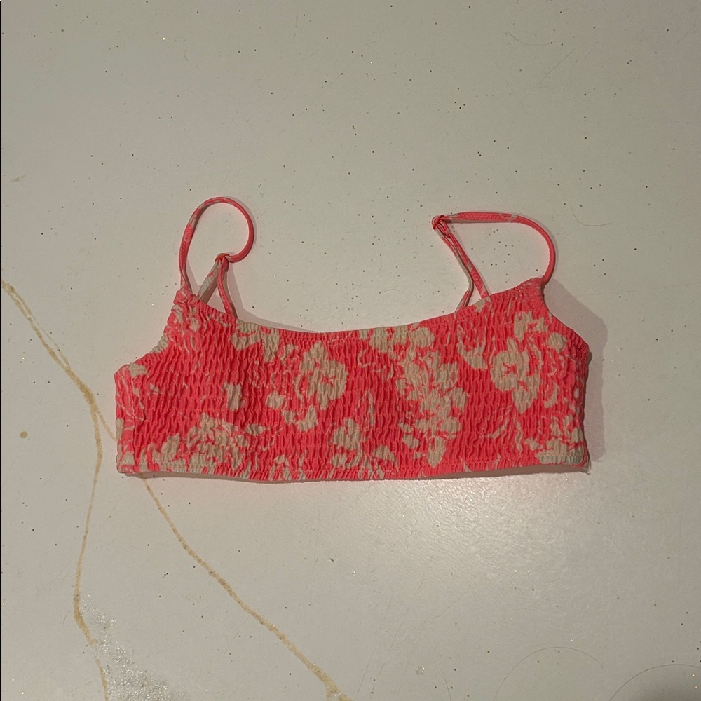 TRIANGL Floral Pink and Cream Bikini Top